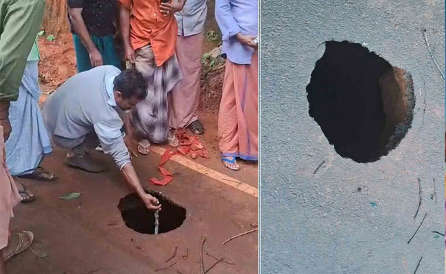 റോഡില്‍ വന്‍ ഗര്‍ത്തം: ചുഴലി – ചെങ്ങളായി പാതയില്‍ ഗതാഗതം നിരോധിച്ചു