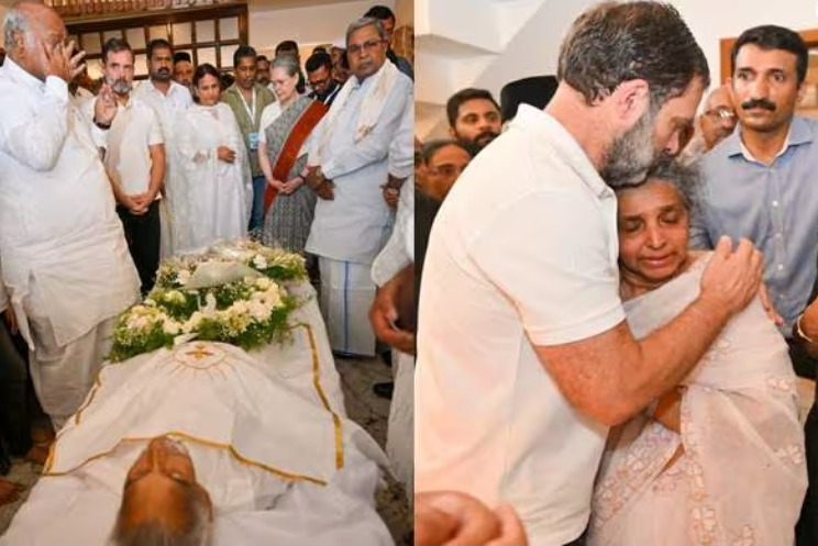 അവസാനമായി ഒരുനോക്ക് കാണാന്‍ സോണിയയും രാഹുലും ഖാര്‍ഗെയും; ബംഗളൂരുവില്‍ വന്‍ ജനാവലി; വിതുമ്പിയ ഭാര്യ മറിയാമ്മയെയും മകളെയും ചേര്‍ത്തു പിടിച്ചാശ്വസിപ്പിച്ച് രാഹുൽ  വീഡിയോ