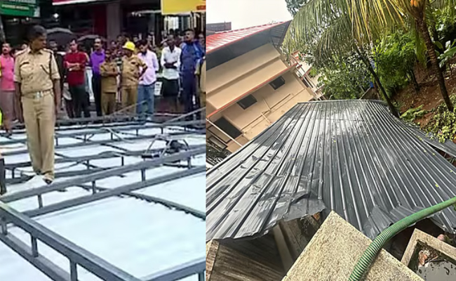 തൃശൂരില്‍ കനത്ത മഴ, ശക്തമായ കാറ്റില്‍ വീണ്ടും കൂറ്റന്‍ ബോര്‍ഡ് വീണു; കോര്‍പ്പറേഷനില്‍ പ്രതിഷേധം