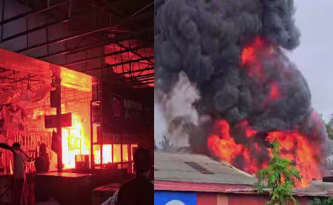 ചാലക്കുടിയിൽ വൻ തീപിടുത്തം; പെയിന്റ് ഹാർഡ് വെയർ ഷോപ്പിന് തീപിടിച്ചു, തൊട്ടടുത്ത് ഗ്യാസ് ഗോഡൗൺ ഉള്ളത് ആശങ്ക, ഗ്യാസ് നീക്കം ചെയ്യുന്നു.