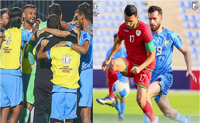 നീല കടുവകള്‍’ ഉണരുന്നു! ചരിത്രത്തിലാദ്യമായി ഒമാനെ വീഴ്ത്തി ഇന്ത്യന്‍ ഫുട്‌ബോള്‍ ടീം; കാഫയില്‍ മൂന്നാം സ്ഥാനം