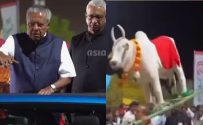 മുഖ്യമന്ത്രിയെ സ്വീകരിക്കാൻ സംഘടിപ്പിച്ച ഘോഷയാത്രയിലെ പശുവിന്‍റെ രൂപം, വിമർശനവുമായി ഒമാൻ ഗ്രാൻഡ് മുഫ്തി, സോഷ്യൽ മീഡിയയിലും ചർച്ച