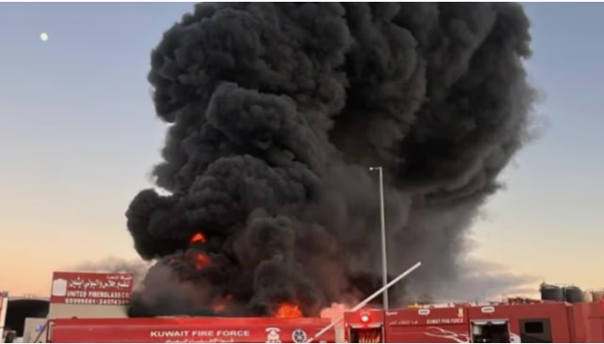 കുവൈത്തിലെ അംഘര വ്യാവസായിക മേഖലയിൽ വൻ തീപിടിത്തം