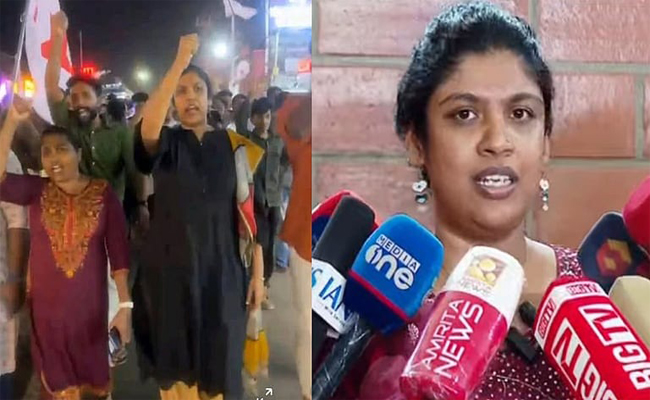 കൊല്ലത്തെ പ്രതിഷേധത്തിൽ അശ്ലീല മുദ്രാവാക്യമെന്ന് ആക്ഷേപം: ചിന്തക്കെതിരെ സോഷ്യൽ മീഡിയ; അങ്ങേയറ്റം സംസ്കാരശൂന്യം, ജനാധിപത്യ വിരുദ്ധം’.വി.ടി ബൽറാം, ഏറ്റുവിളിക്കുക മാത്രമാണ് ചെയ്തത് ചിന്ത ജെറോം.