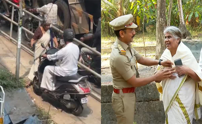 ലേഡി സിങ്കം പ്രഭാവതി അമ്മ’ സ്‌കൂട്ടർ യാത്രക്കാരൻ്റെ ലൈസൻസ് റദ്ദാക്കി, ആദരിച്ച് മോട്ടോര്‍ വാഹന വകുപ്പ്