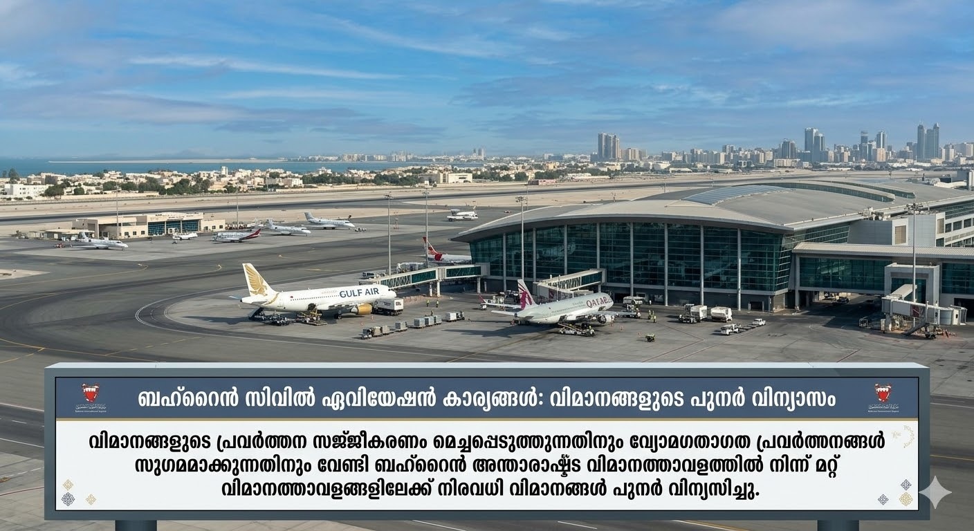 വിമാന സർവീസുകൾ പുനഃക്രമീകരിച്ചു; ബഹ്‌റൈൻ അന്താരാഷ്ട്ര വിമാനത്താവളത്തിൽ നിന്ന് മാറ്റം