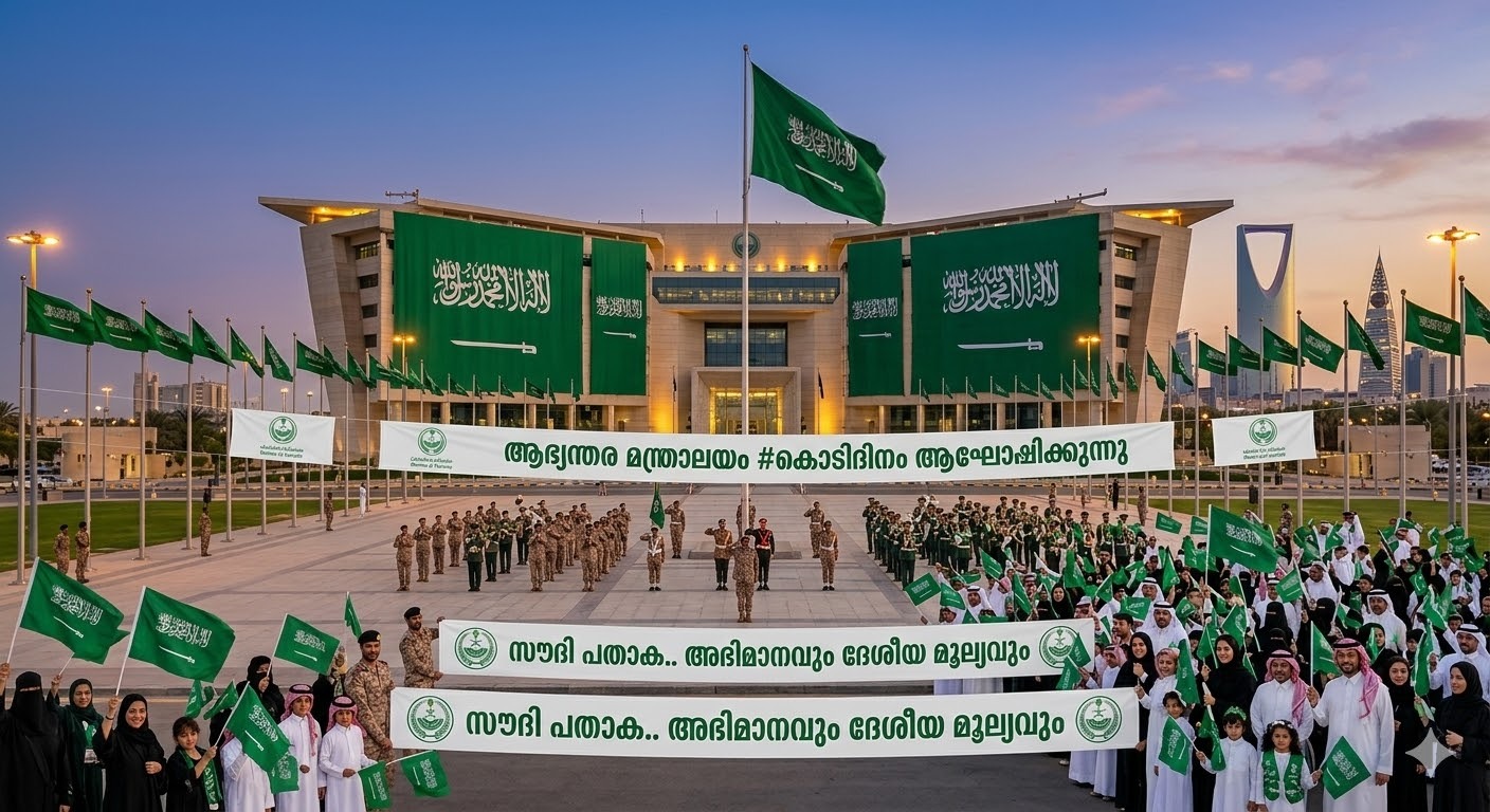 അഭിമാനവും ദേശീയ മൂല്യവും”; പതാക ദിനം ആഘോഷിച്ച് സൗദി ആഭ്യന്തര മന്ത്രാലയം.