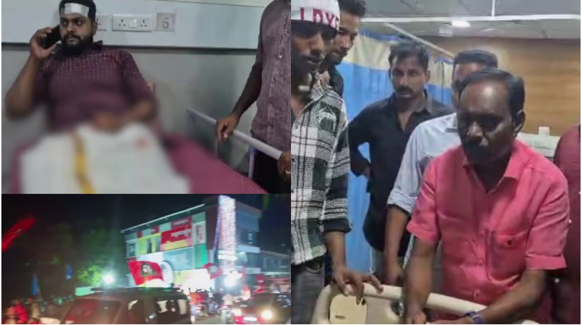 കോവൂർ കുഞ്ഞുമോൻ്റെ റോഡ് ഷോയ്ക്ക് നേരെ കല്ലേറ്