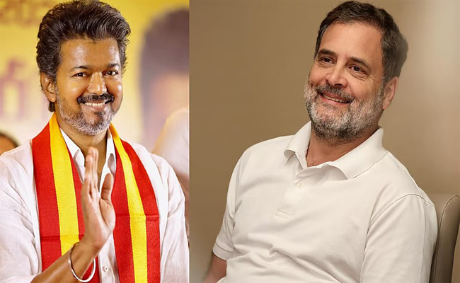 സർക്കാരുണ്ടാക്കാൻ ടിവികെയുടെ അതിവേ​ഗ നീക്കം; സിപിഎമ്മിനെ ബന്ധപ്പെട്ടു, വിജയ്‌‌യെ അഭിനന്ദിച്ച് രാഹുൽ ​ഗാന്ധി